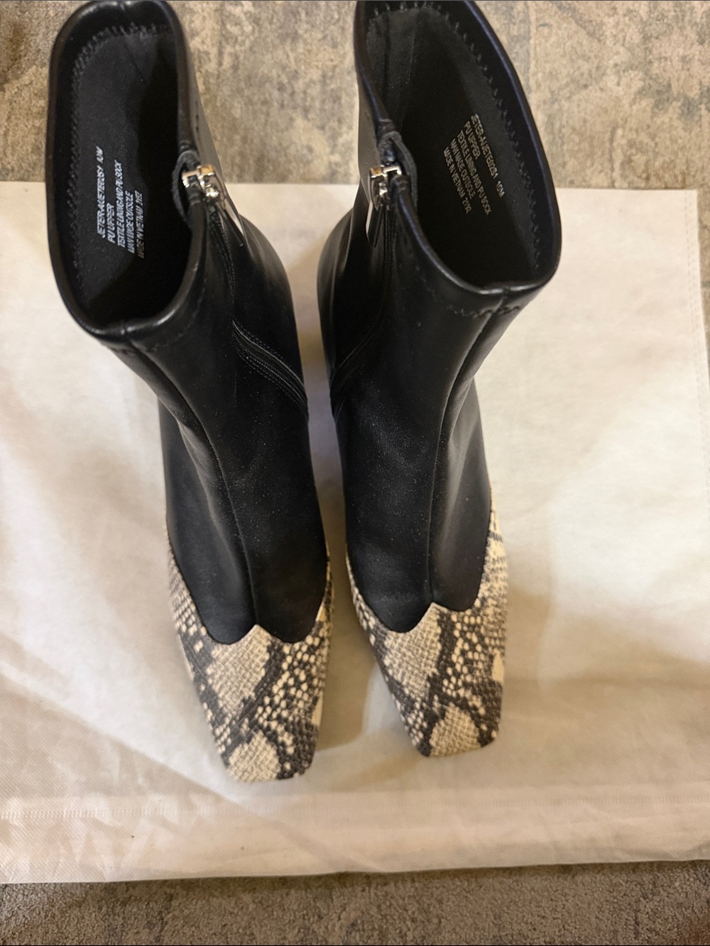 Steve Madden Black Ankle Booties with Snake-Print Toe
